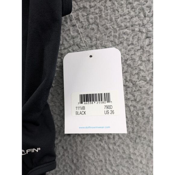 NWT Dolfin Women's size 26 Reliance Solid Black V-Back One Piece Style 111VB-790 - Picture 7 of 7